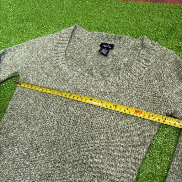 Vintage Y2K rue 21 Wide Neck Long Sleeve Green Sweater Womens Size M - Picture 3 of 5